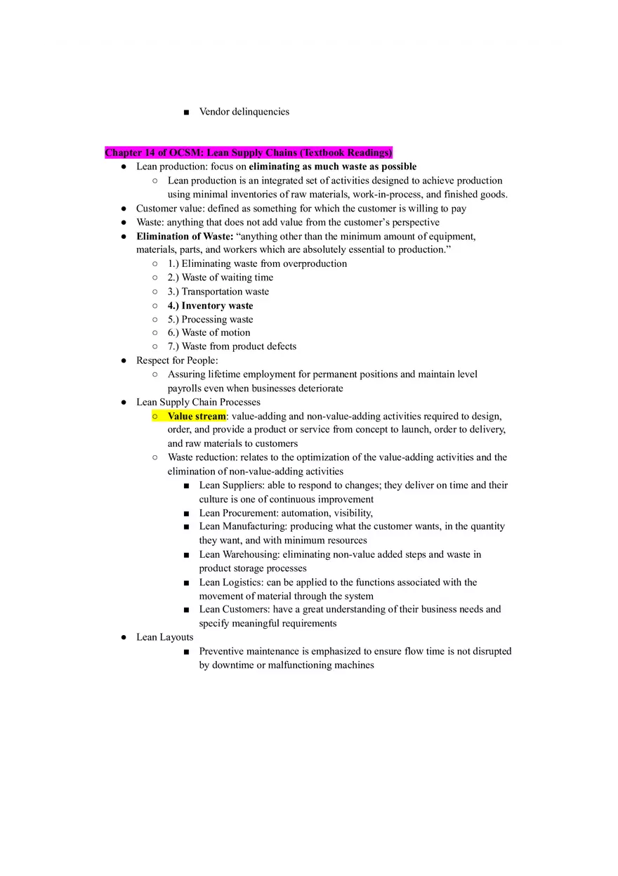 Reducing Waste in the Production System Study Guide - Page 9