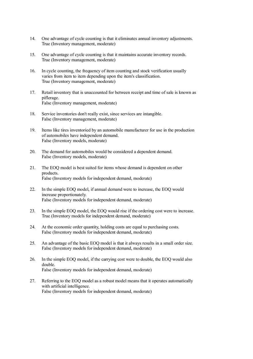 Inventory Management True Or False - Page 2