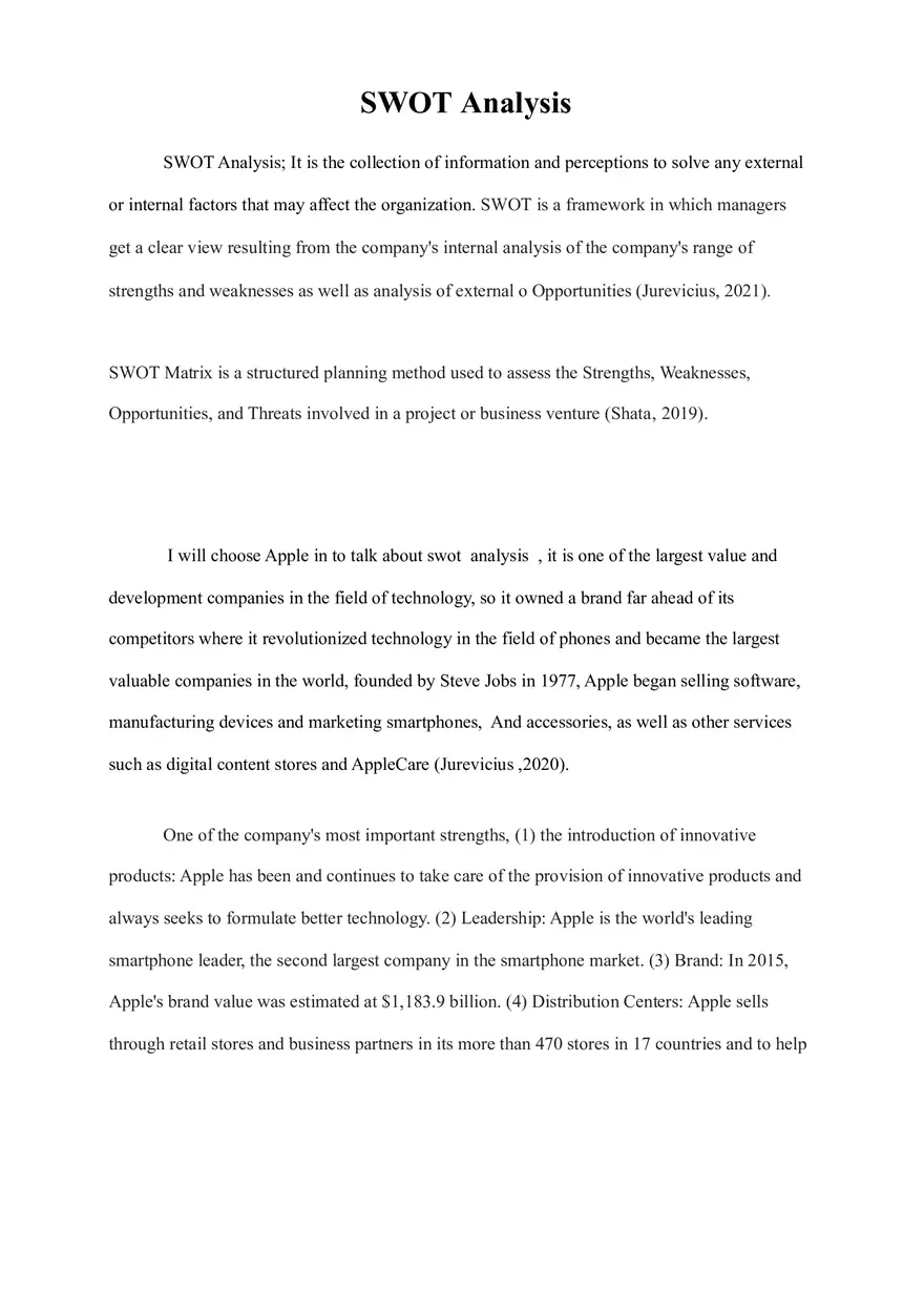SWOT Analysis - Written Assignment - Page 1