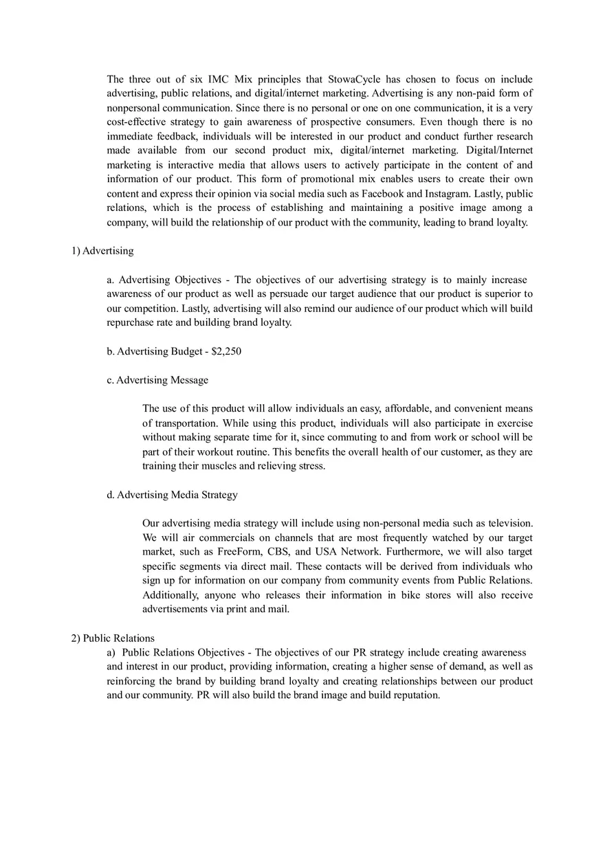 IMC Project Example - StowaCycle Is A Collapsable Folding Bicycle - Page 15