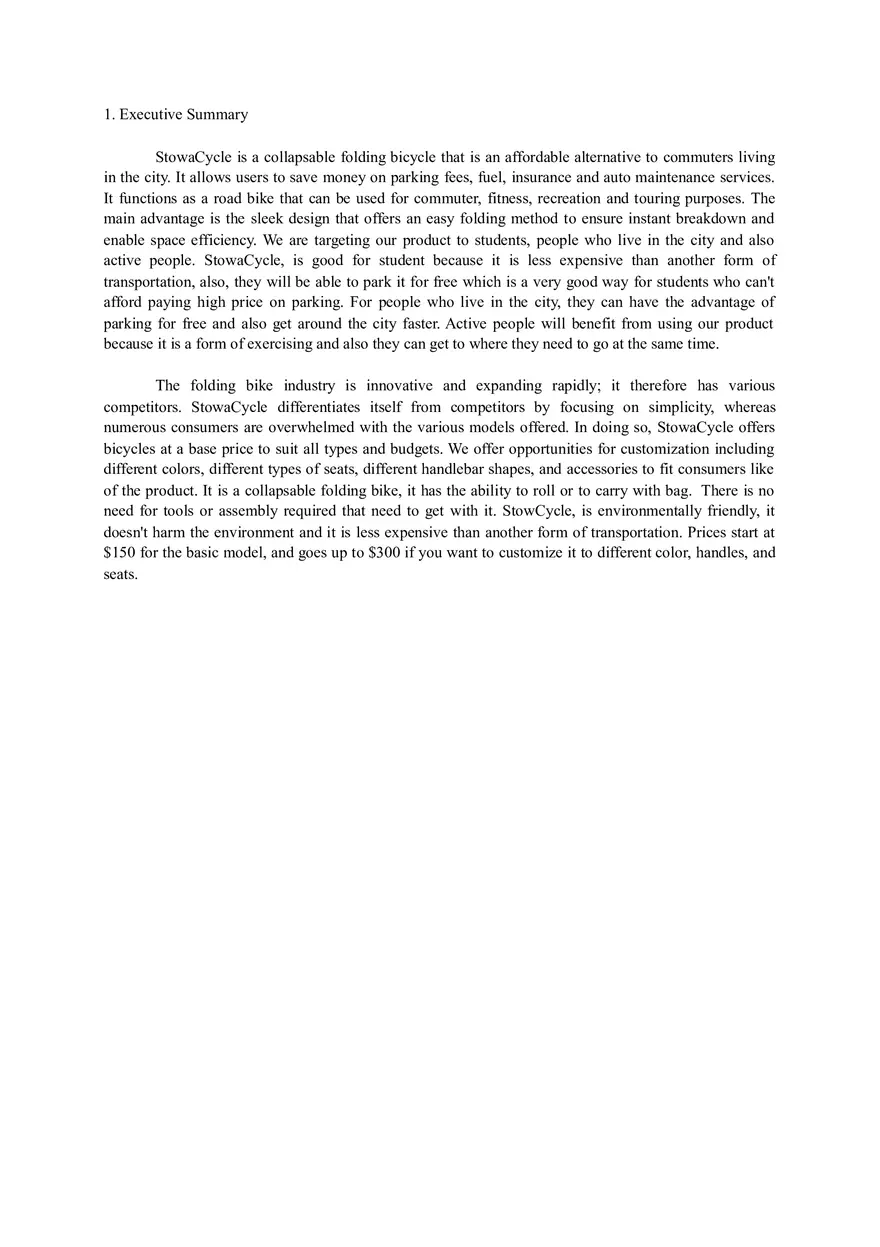 IMC Project Example - StowaCycle Is A Collapsable Folding Bicycle - Page 1