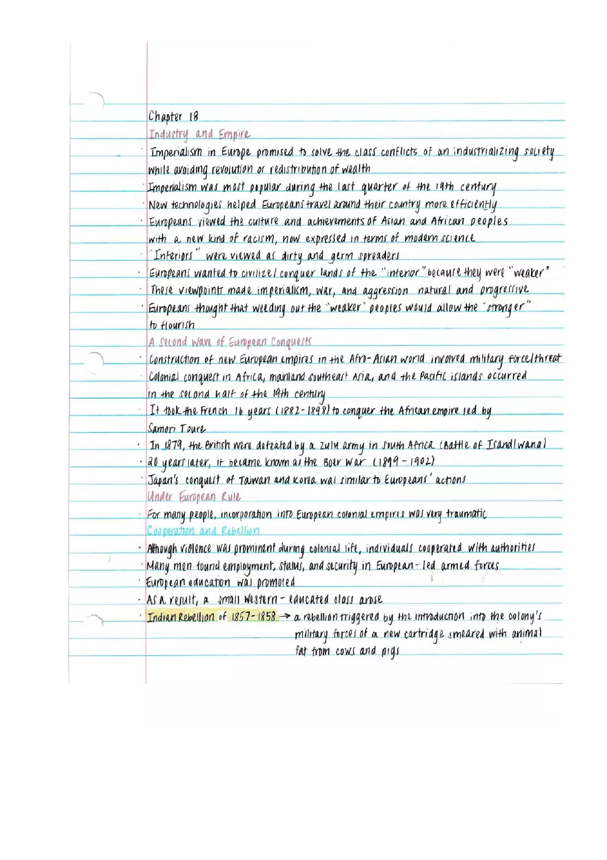 World History Notes - Industry and Empire - Page 1
