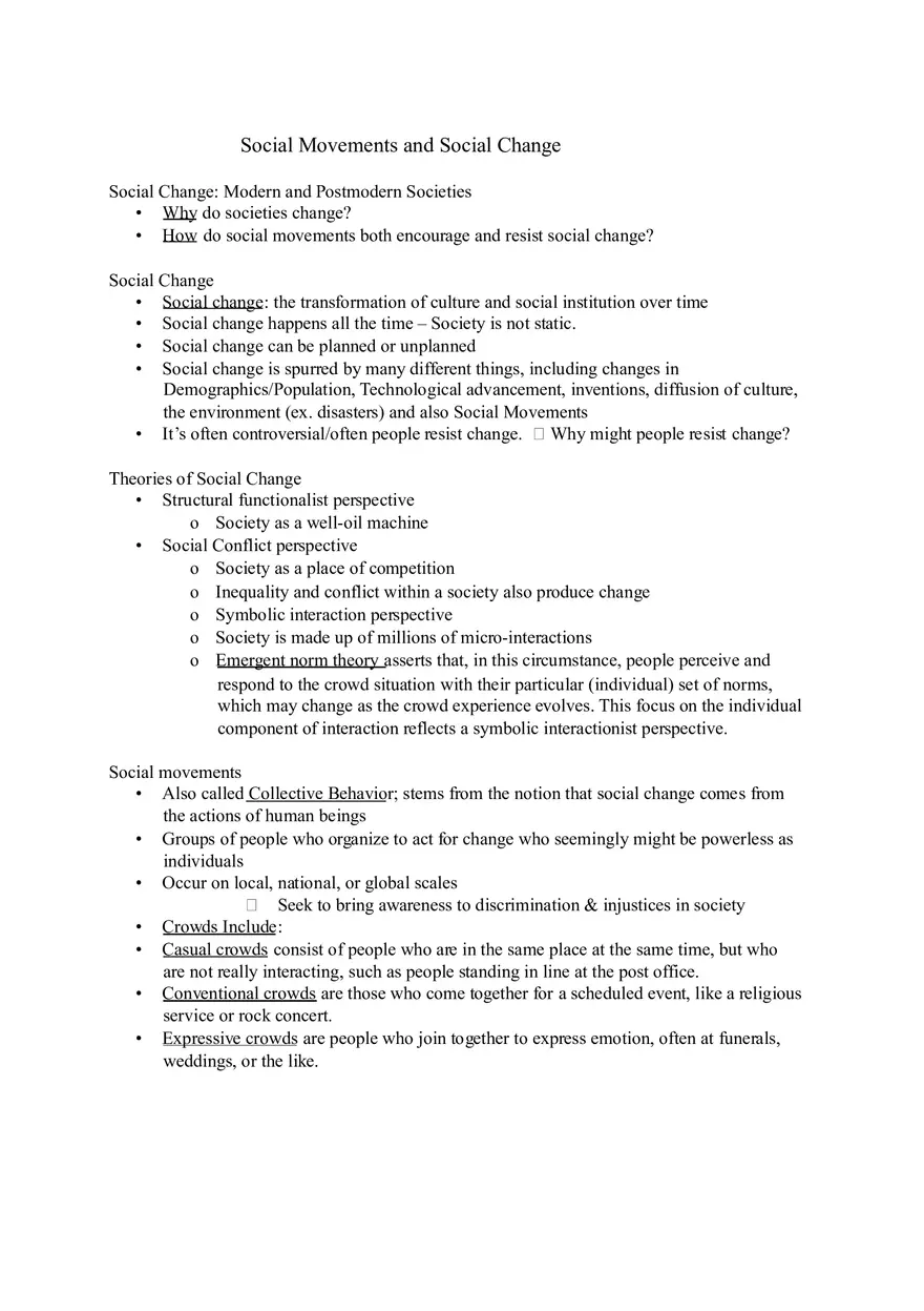 Social Movements and Social Change - Page 1