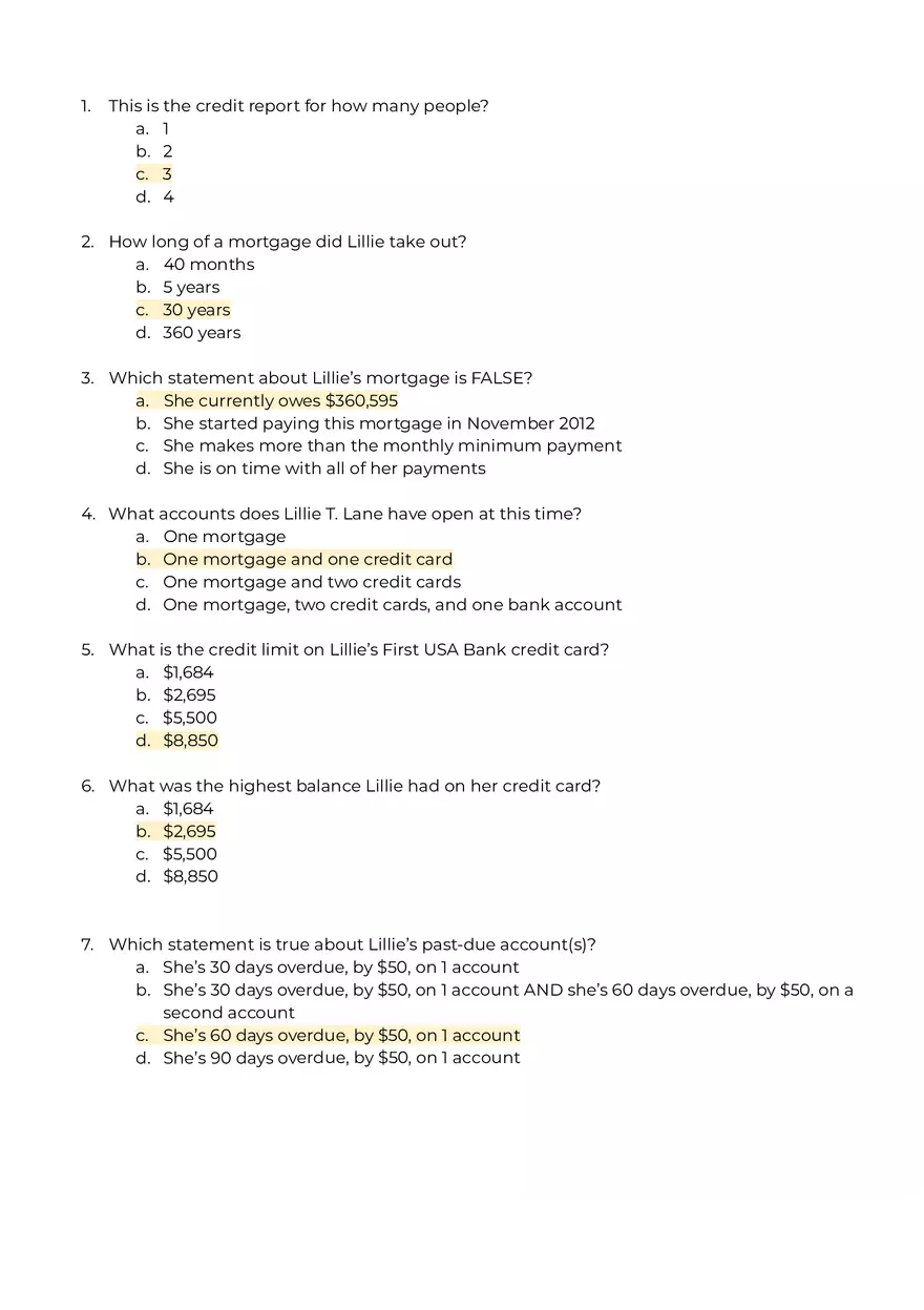 Credit Report Analysis - Page 1