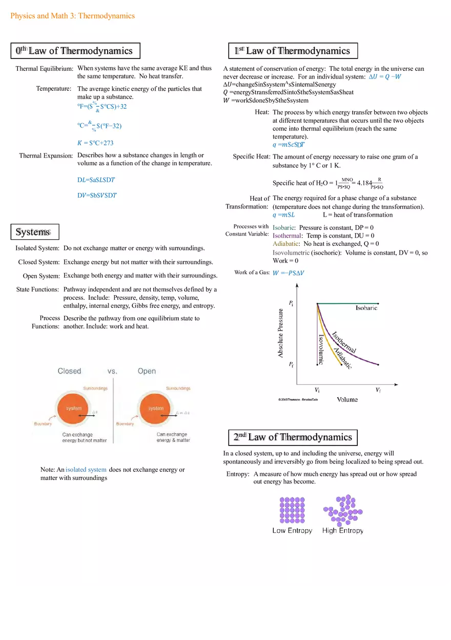 Physics and Math 3 Thermodynamics - Page 1
