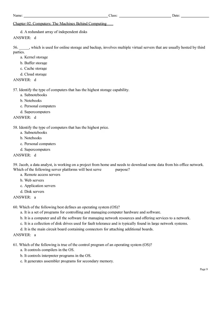 Computers The Machines Behind Computing Test Bank - Page 16