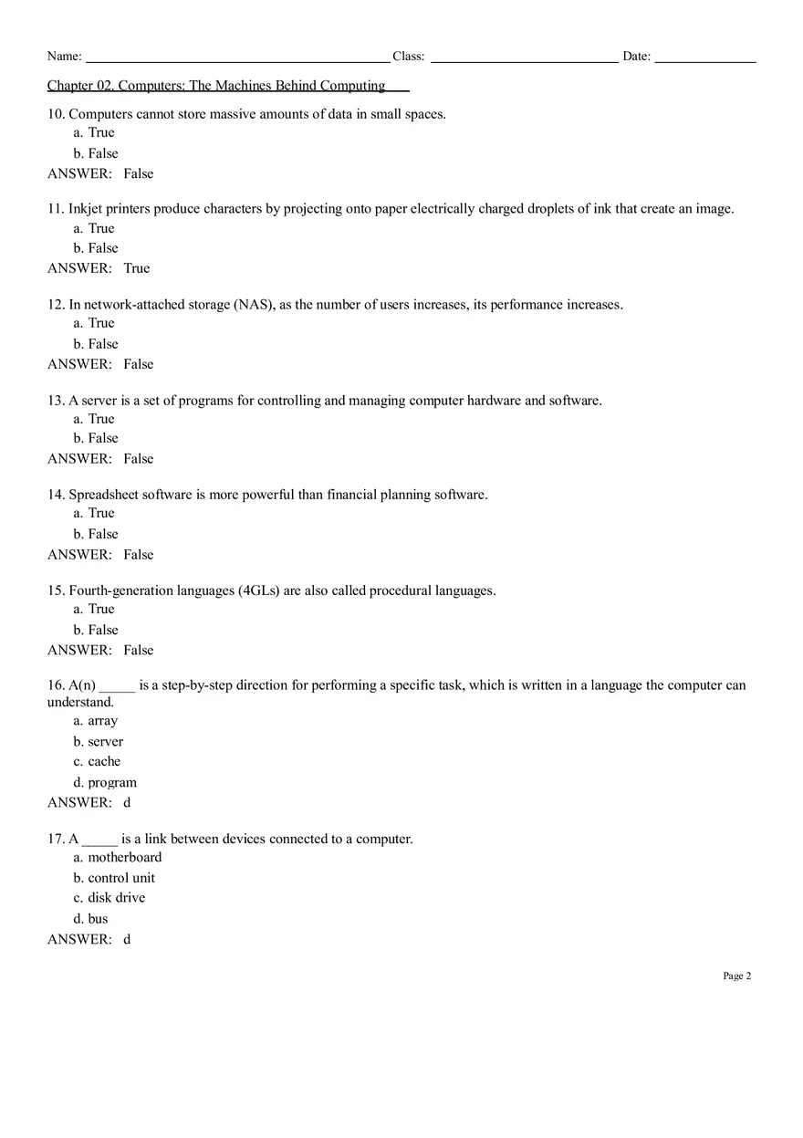 Computers The Machines Behind Computing Test Bank - Page 2