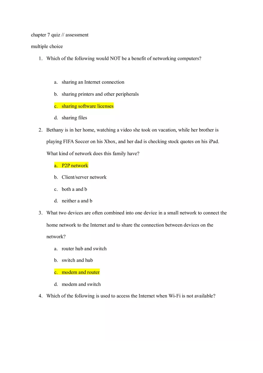 Which of the Following Would Not Be a Benefit of Networking Computers - Page 1