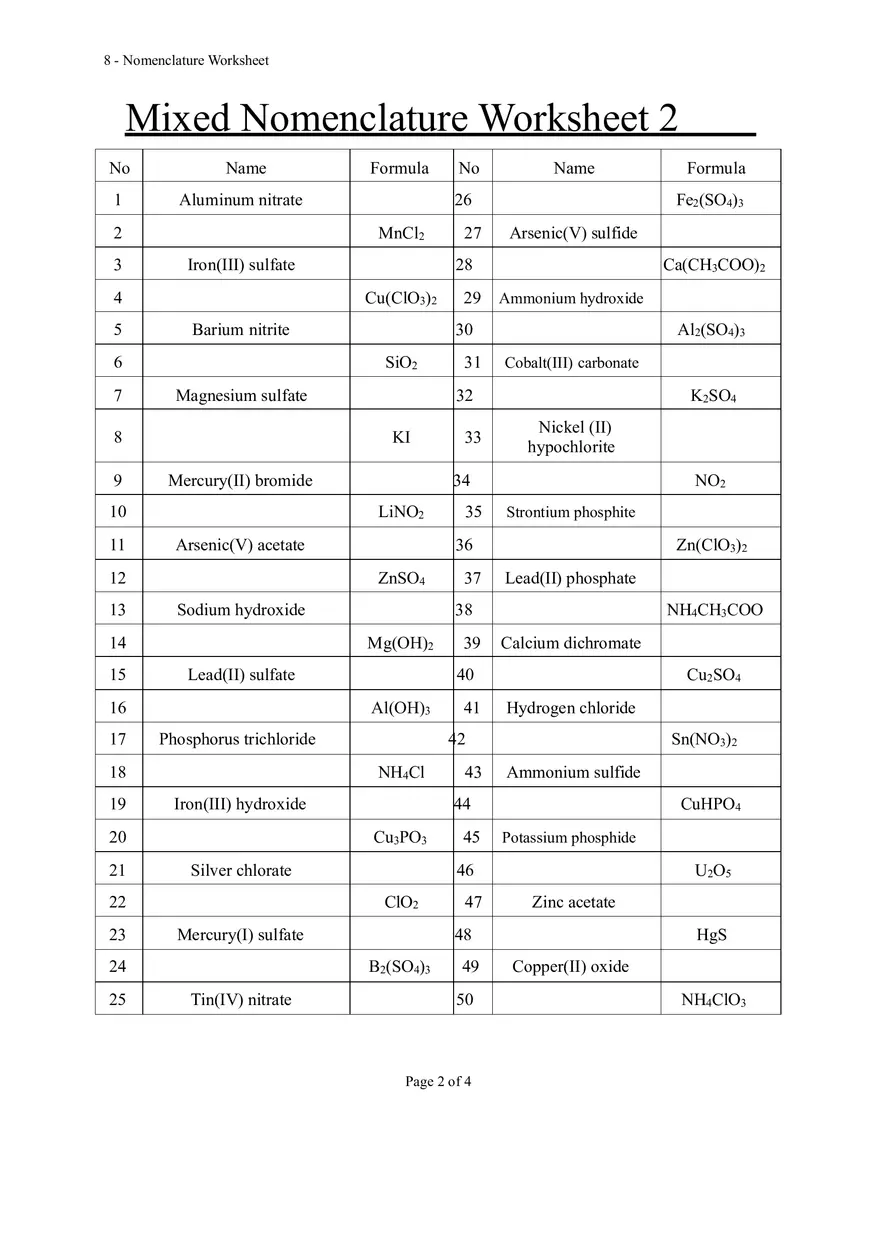 8 - Nomenclature Worksheet - Page 2