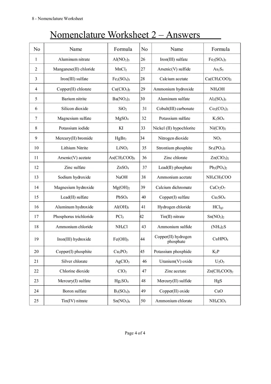 8 - Nomenclature Worksheet - Page 4