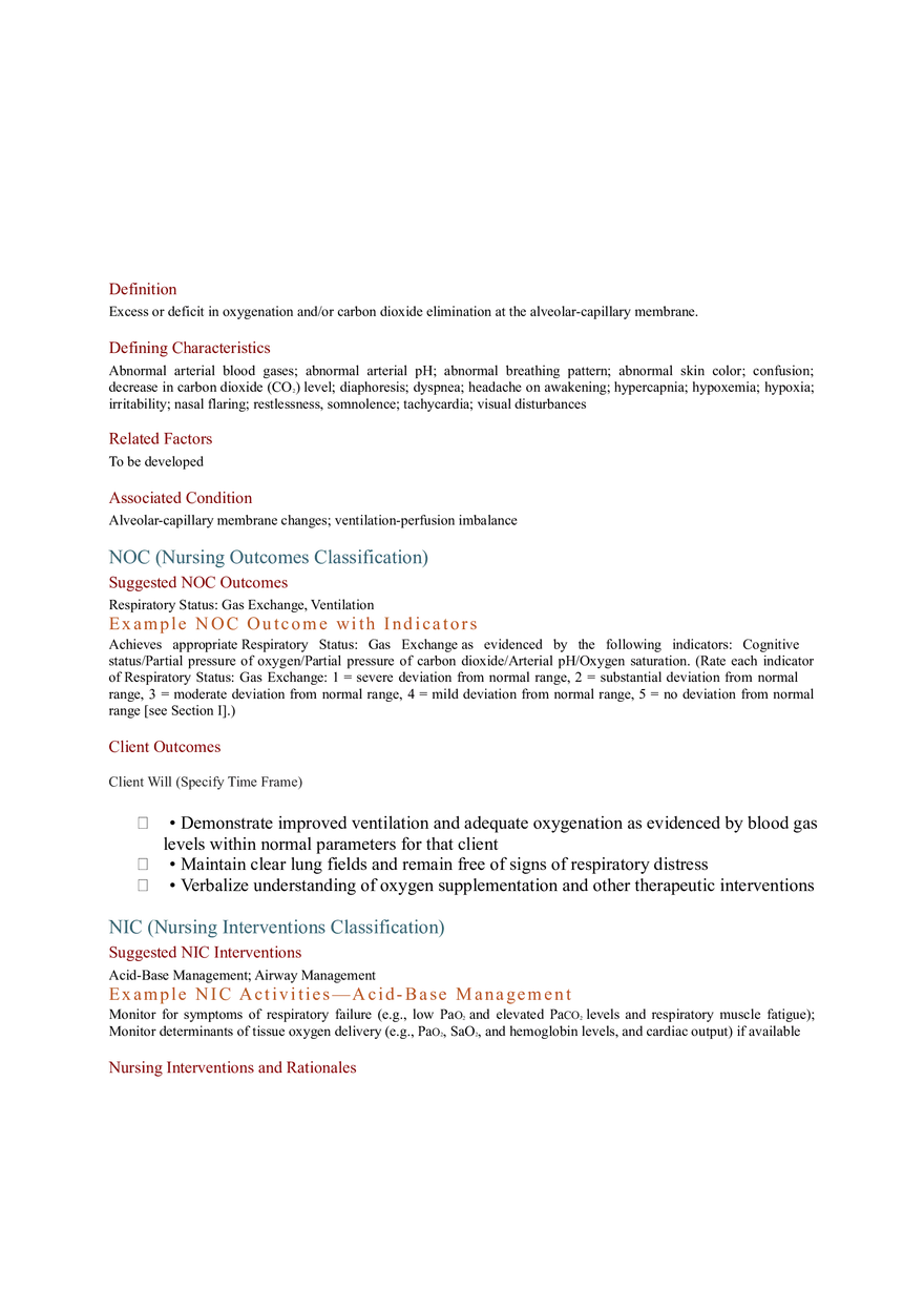 Nursing Interventions for Impaired Gas Exchange - Page 1