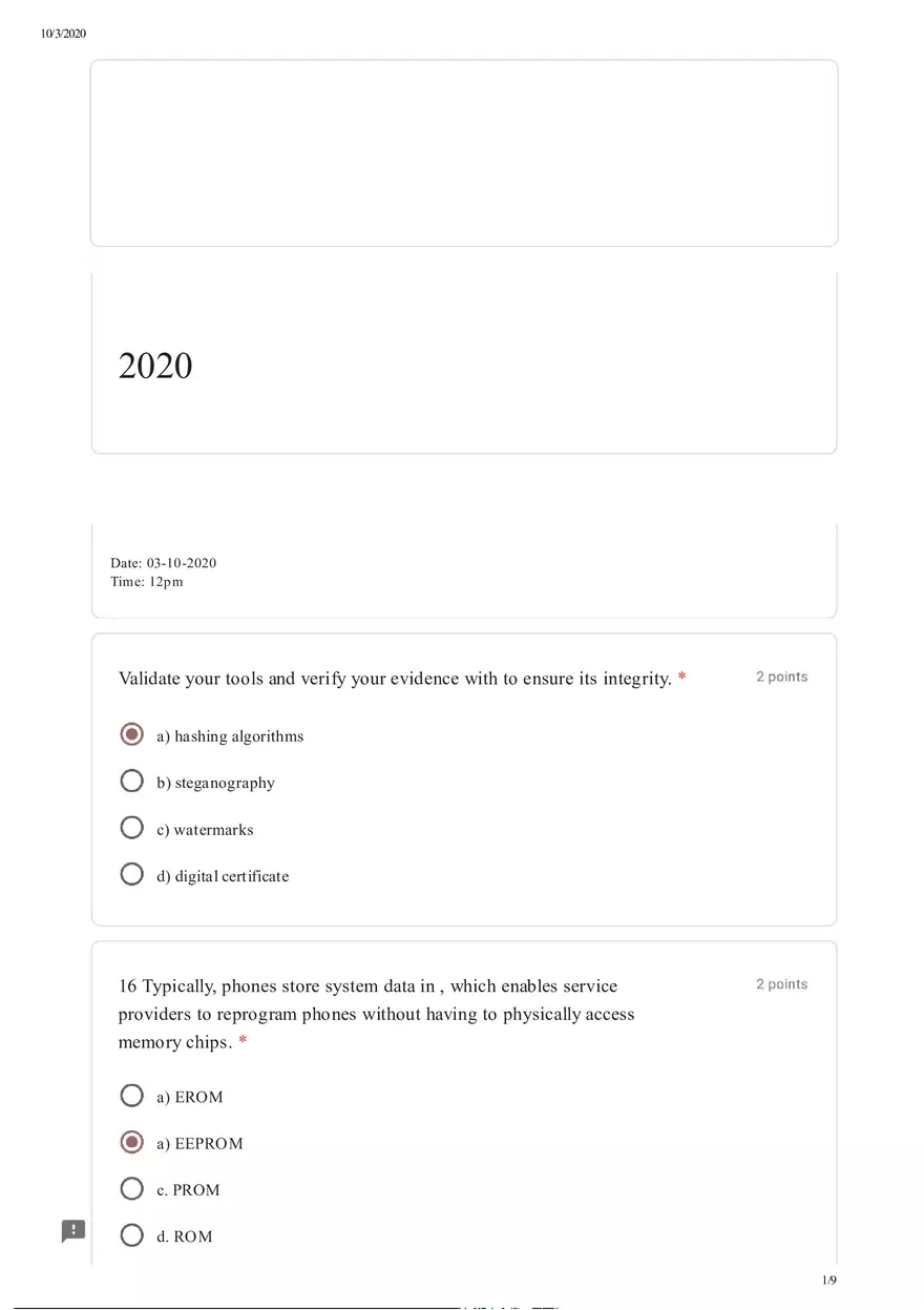 Network Exam 2020 - Page 1