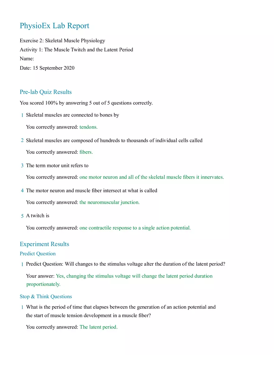 The Muscle Twitch and the Latent Period - Page 1