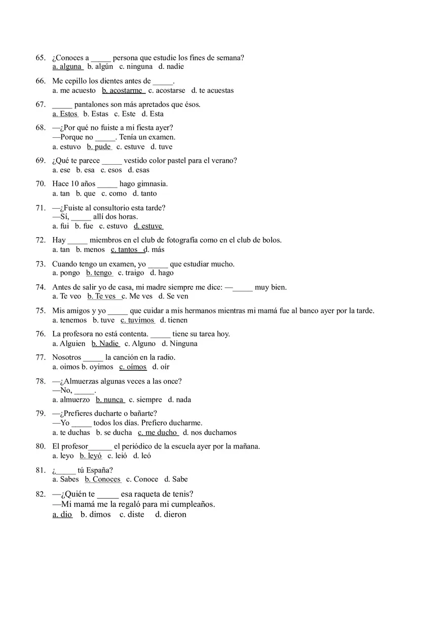 Realidades 2 Midterm Practice Answer Key - Page 5