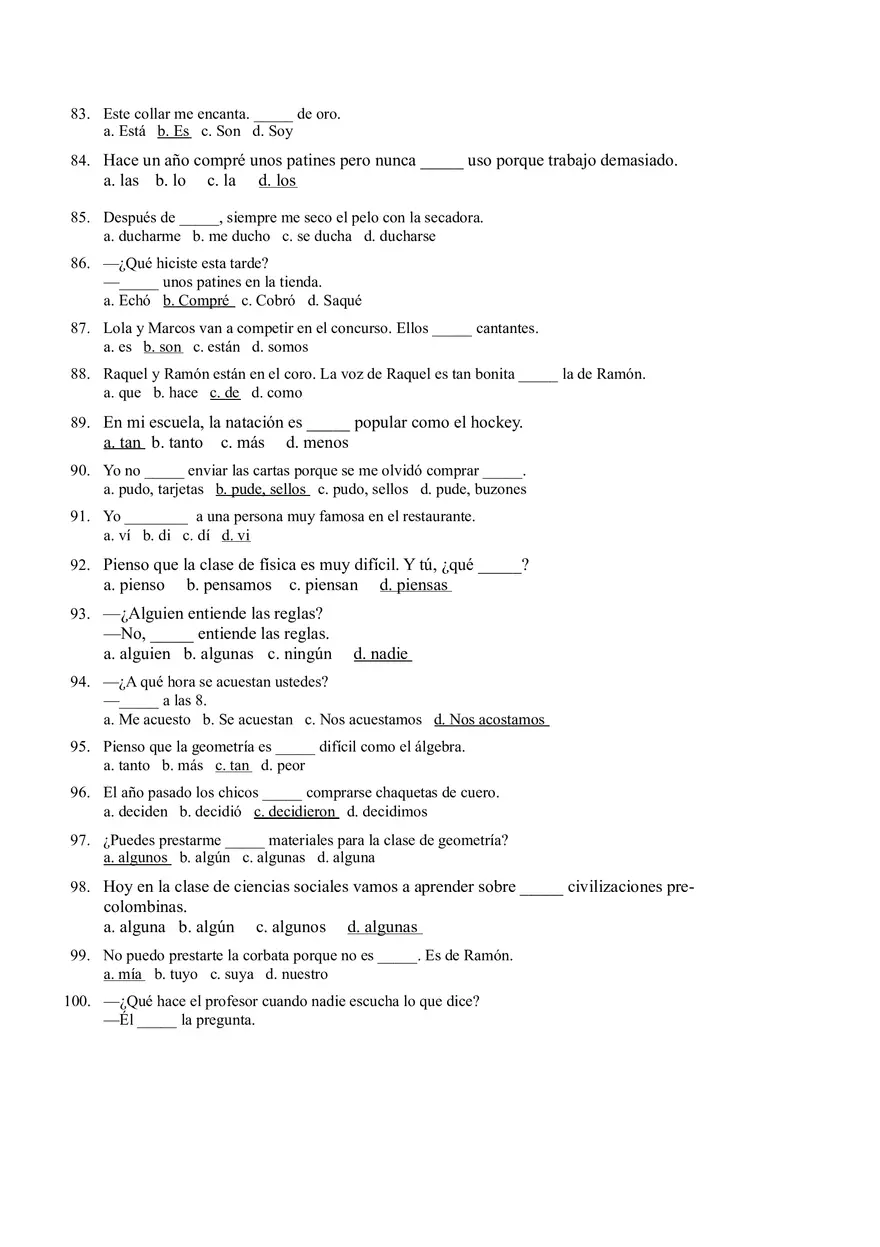 Realidades 2 Midterm Practice Answer Key - Page 6