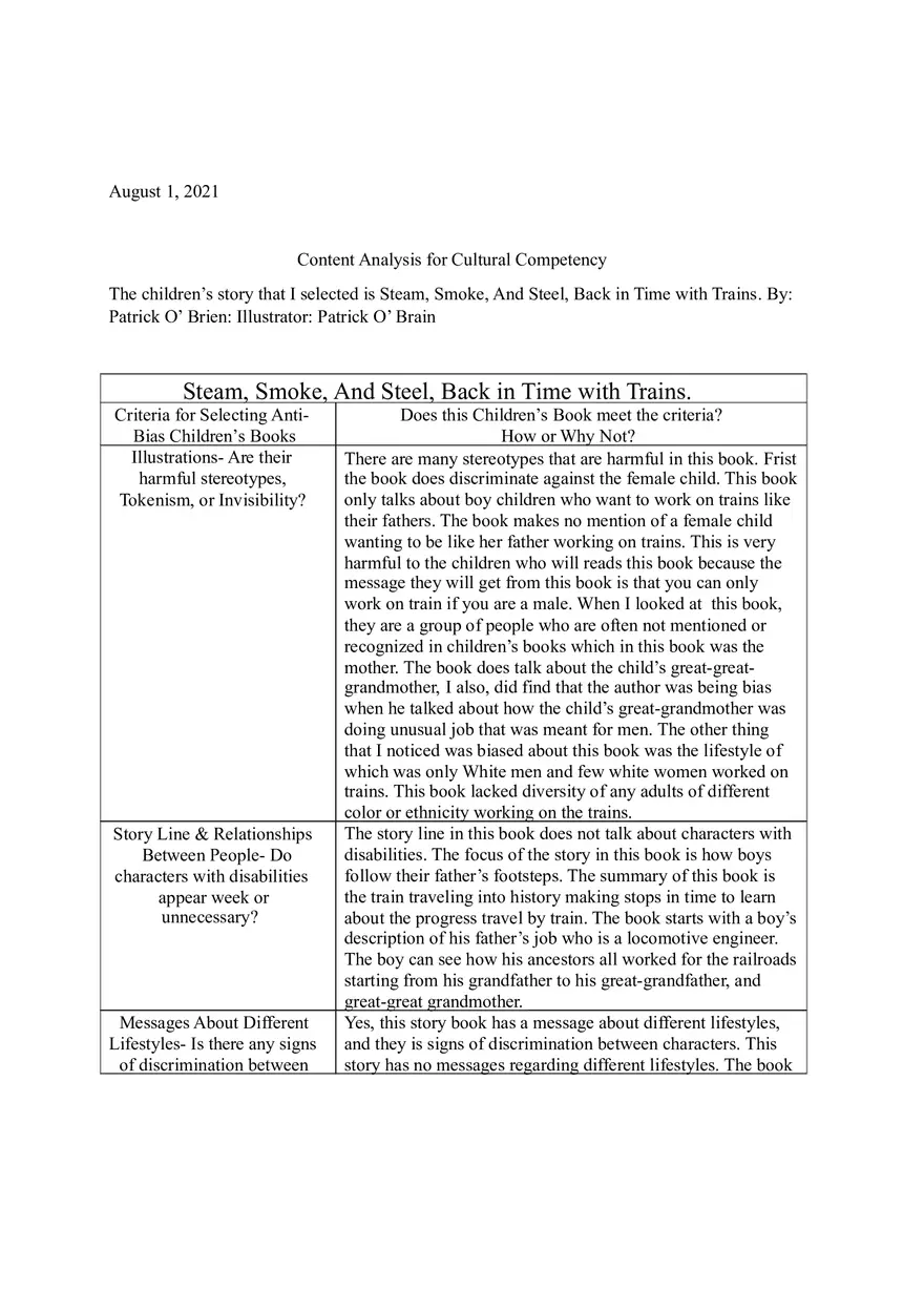 Content Analysis for Cultural Competency - Page 1