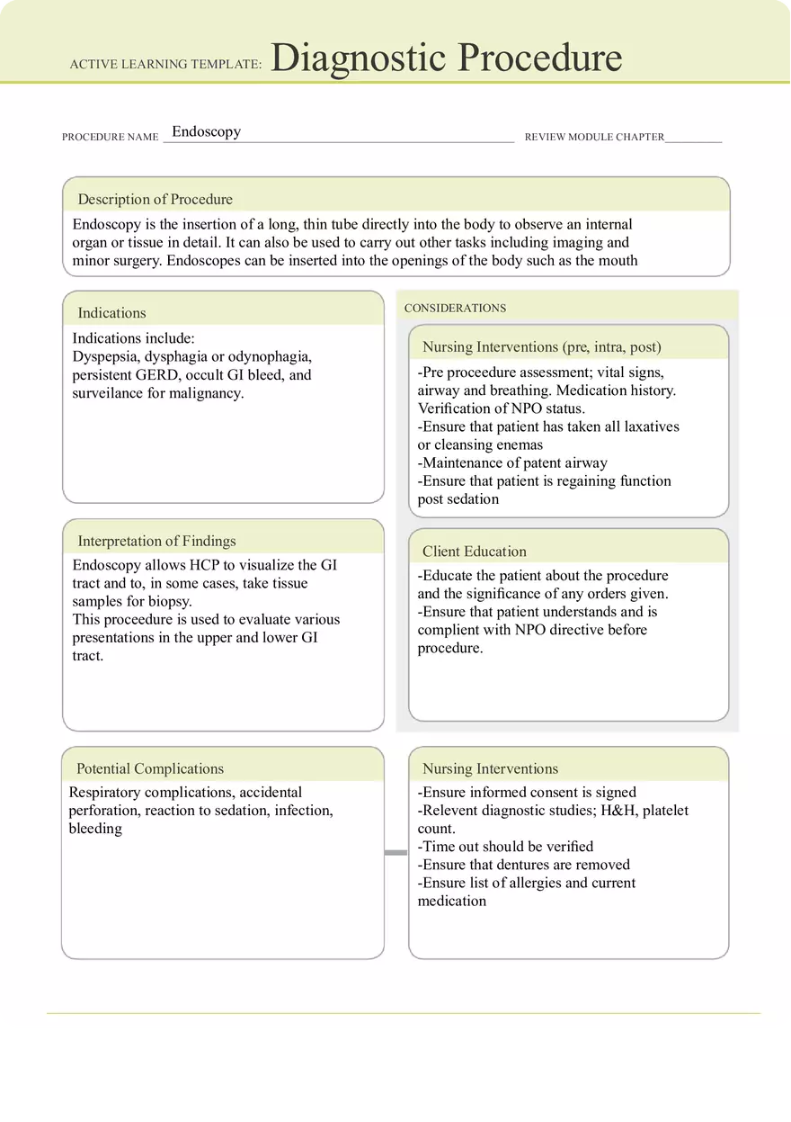 Diagnostic Endoscopy - Active Learning Template - Page 1