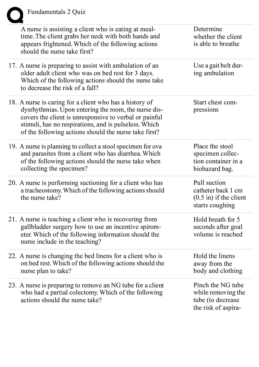Nursing Fundamentals 2 Quiz Answers - Page 3