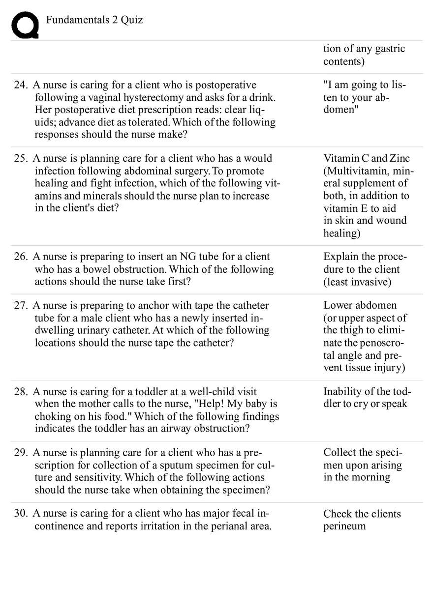 Nursing Fundamentals 2 Quiz Answers - Page 4