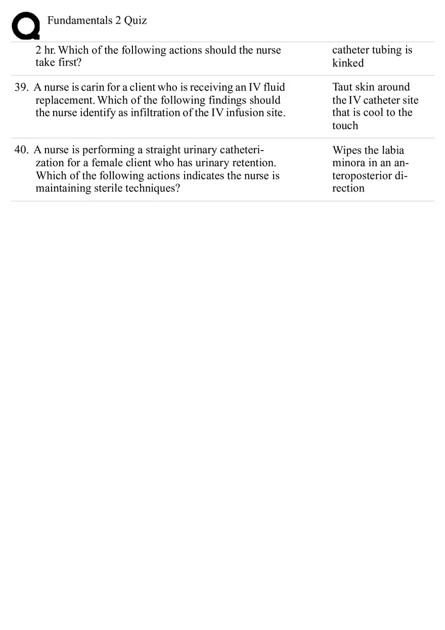 Nursing Fundamentals 2 Quiz Answers - Page 6