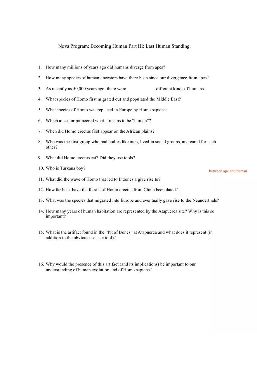 Nova Program Becoming Human Part III Last Human Standing - Page 1