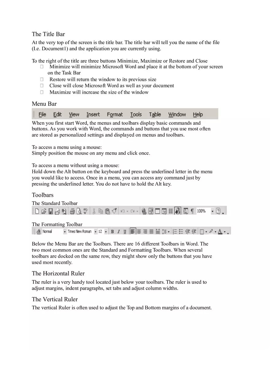 Microsoft Word Screen Elements - Page 2