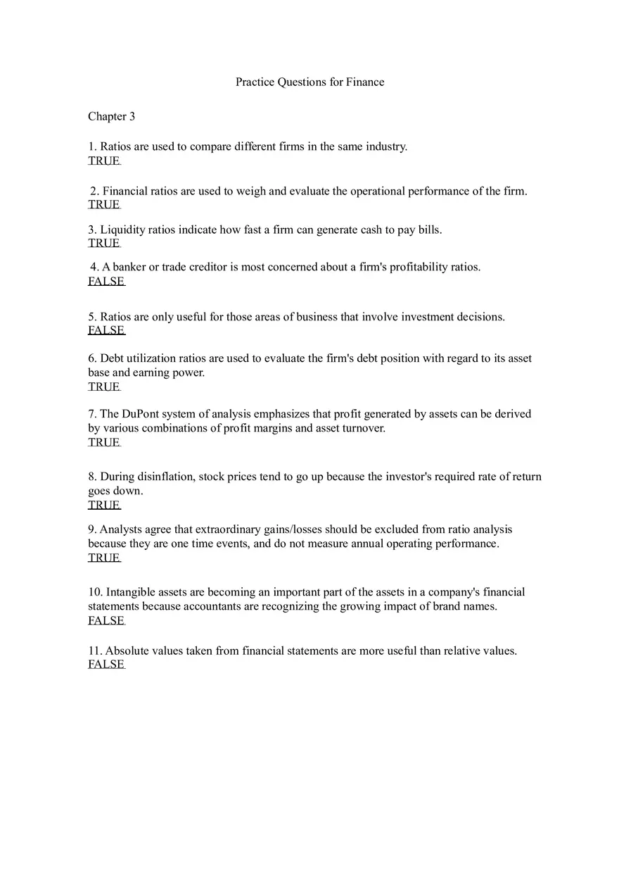 Practice Questions for Finance Chapter 3-4 - Page 1