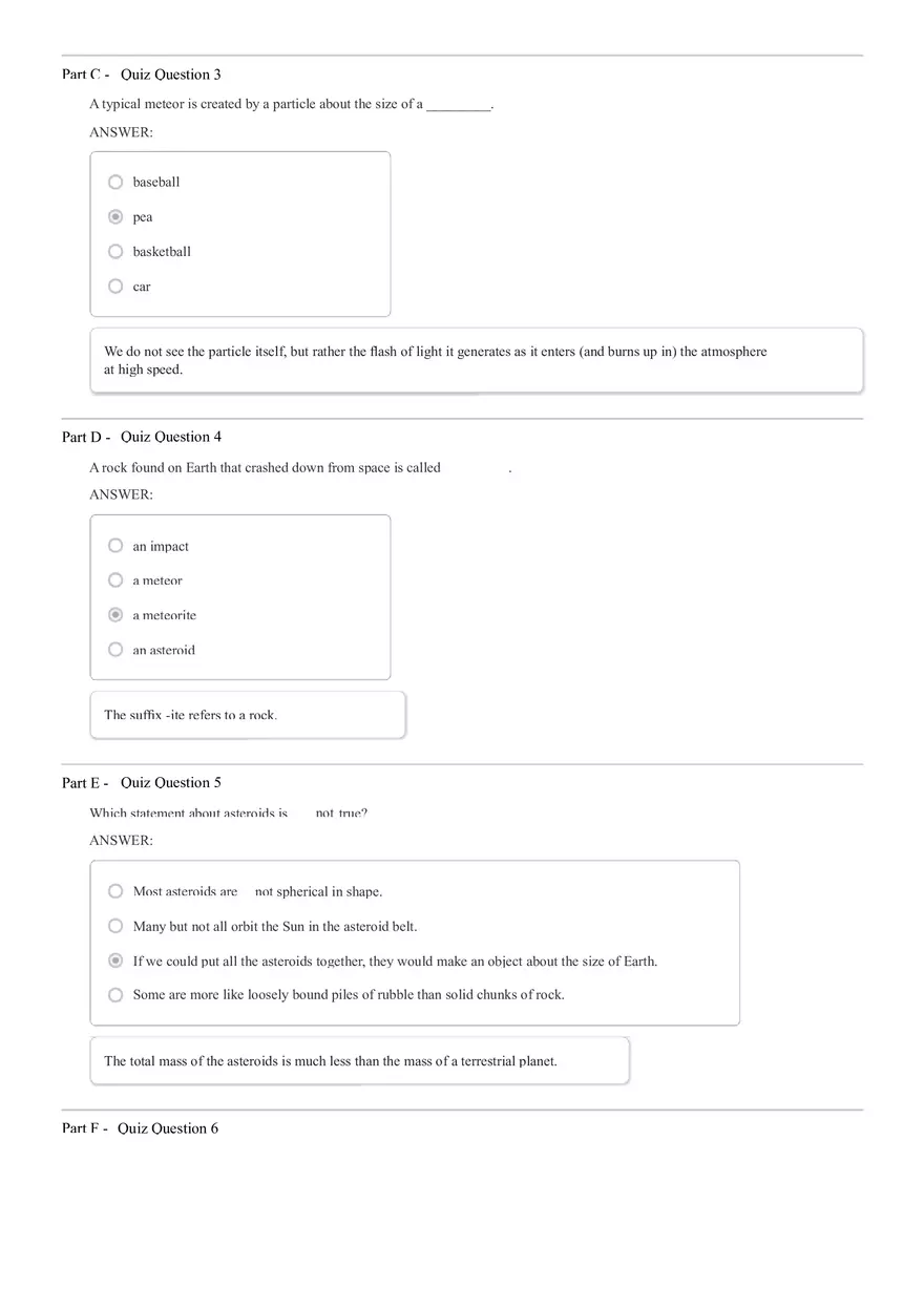 Asteroids and Comets Answers - Page 2