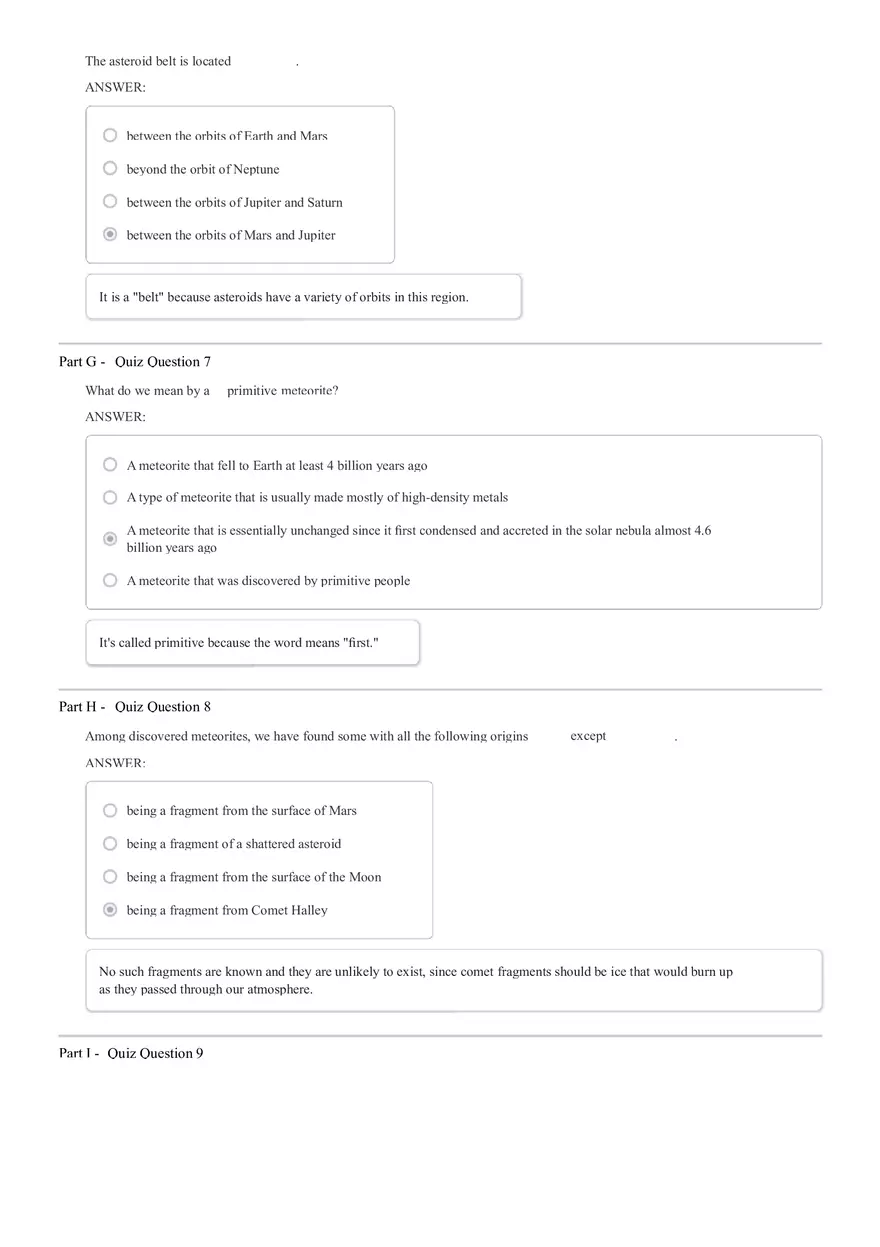 Asteroids and Comets Answers - Page 3