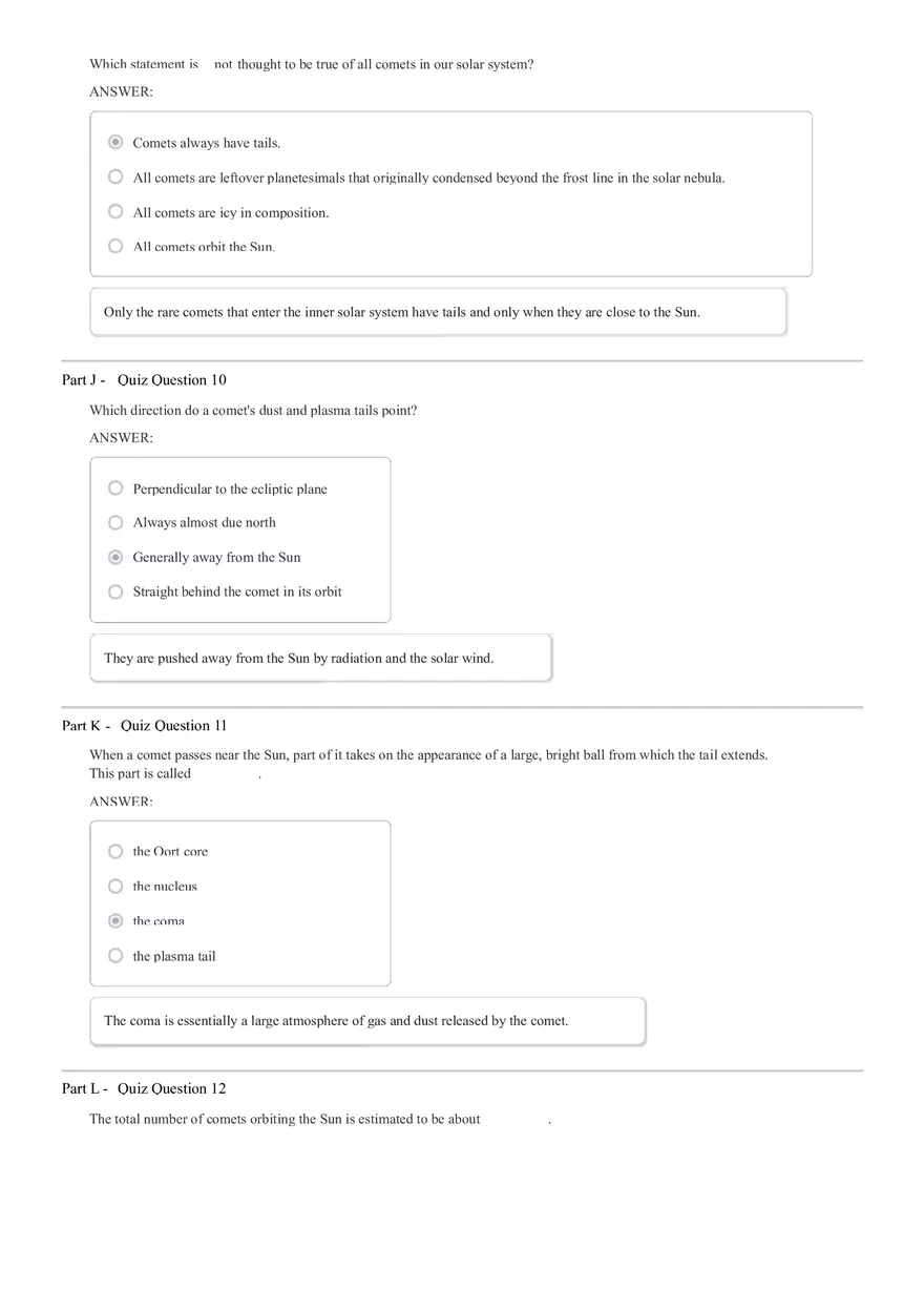 Asteroids and Comets Answers - Page 4