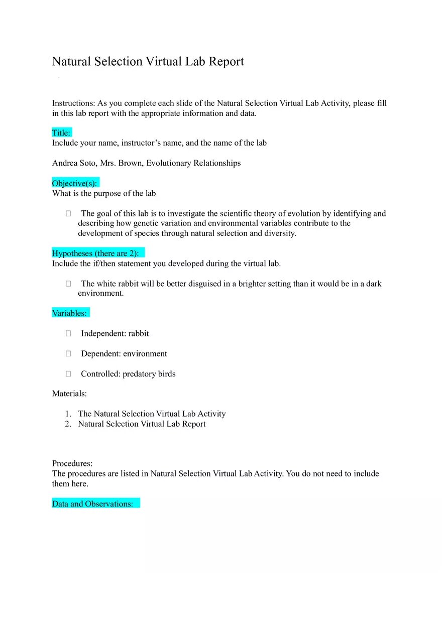 Rabbit Camouflage and Survival Lab - Page 1