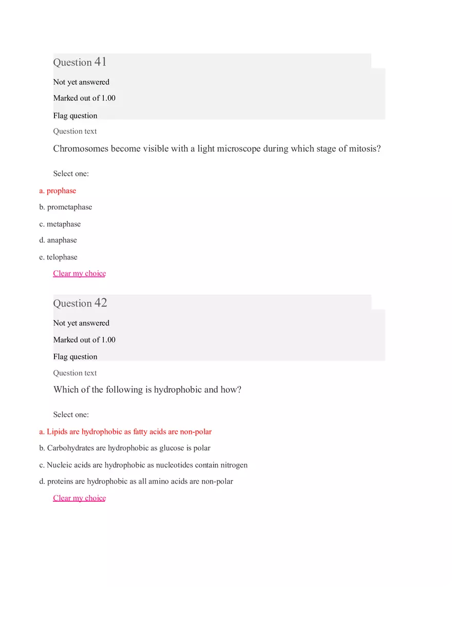 Quiz Unit 9 Introduction to Biology Part 3 - Page 1
