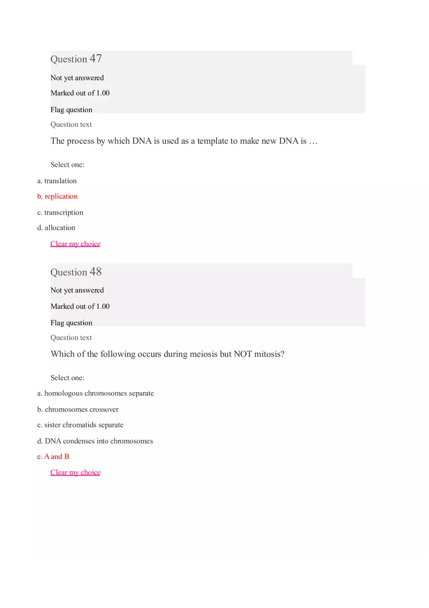Quiz Unit 9 Introduction to Biology Part 3 - Page 4