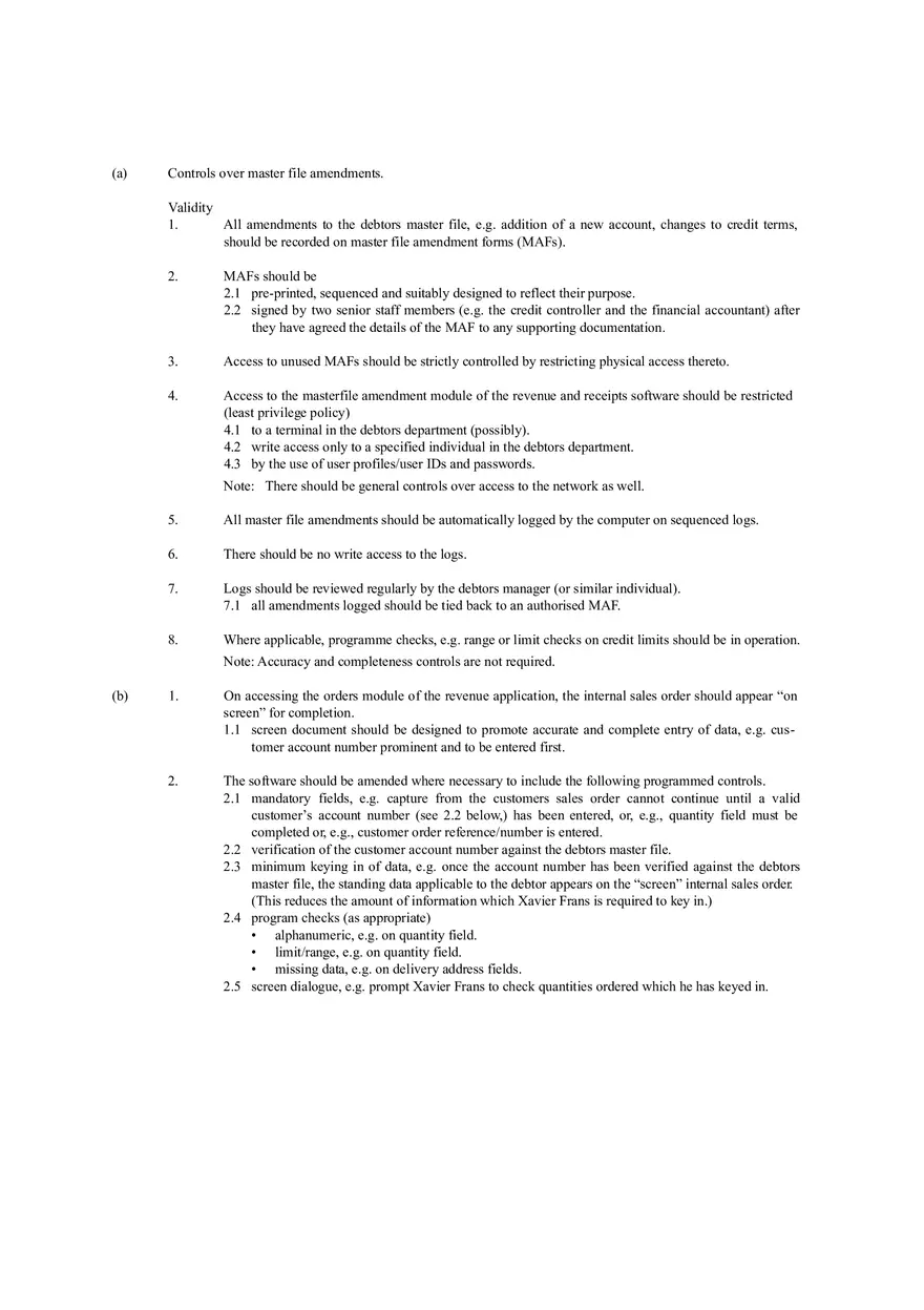 Controls Over Master File Amendments Solution - Page 1
