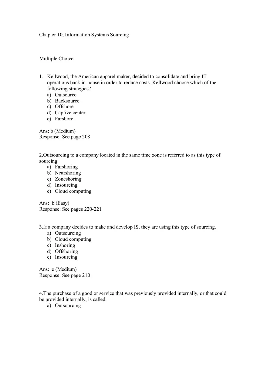 Chapter 10 Information Systems Sourcing - Page 1