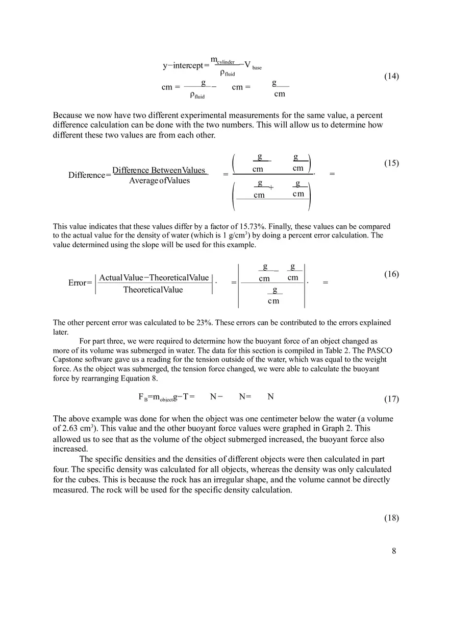 Archimedes’ Principle Lab Report - Page 8