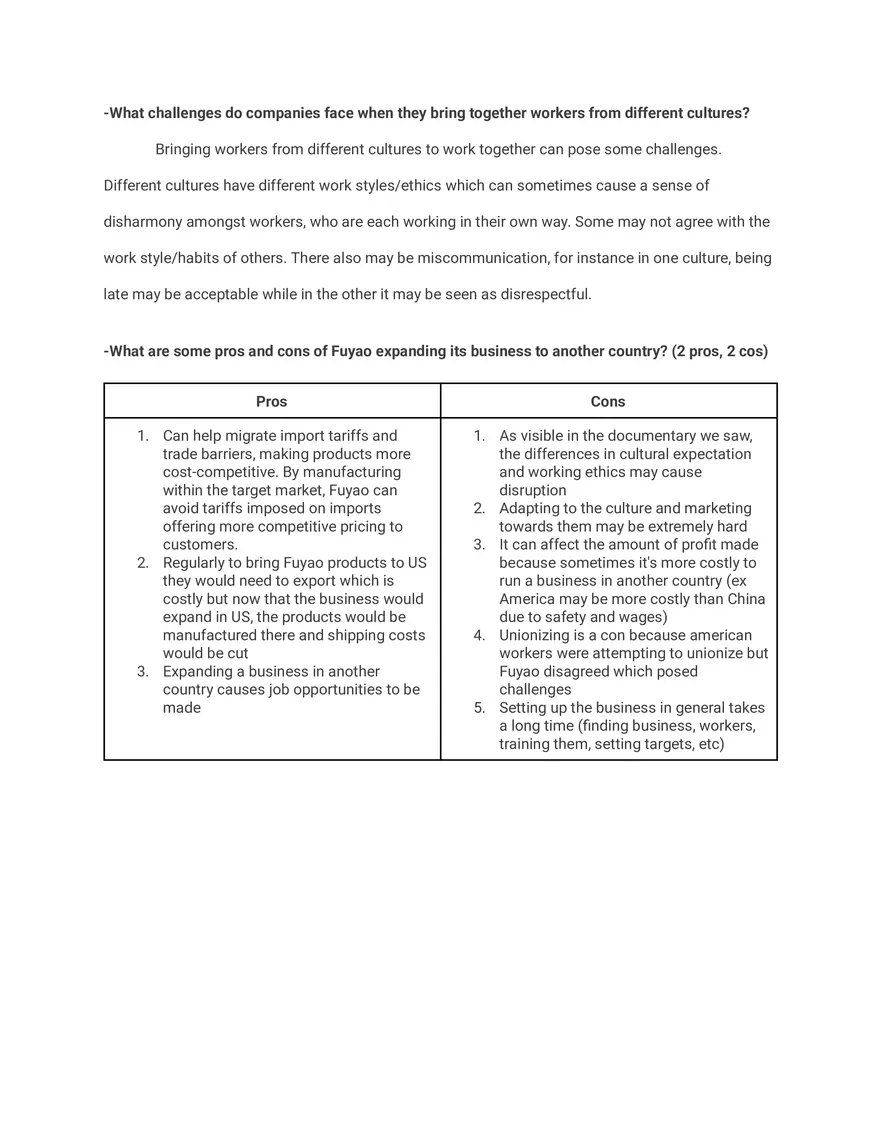 Cross-Cultural Workplace Challenges and Expansion - Page 1