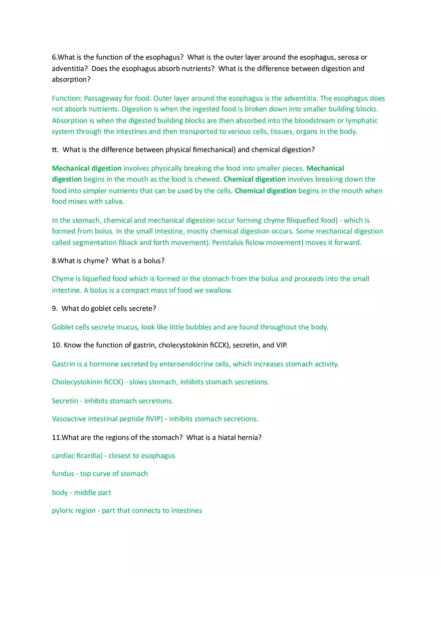 Digestive System Study Guide (Answers) - Page 2