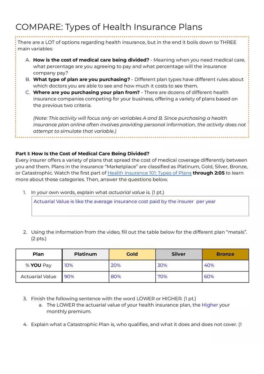 11-5 Types of Health Insurance Plans - Page 1
