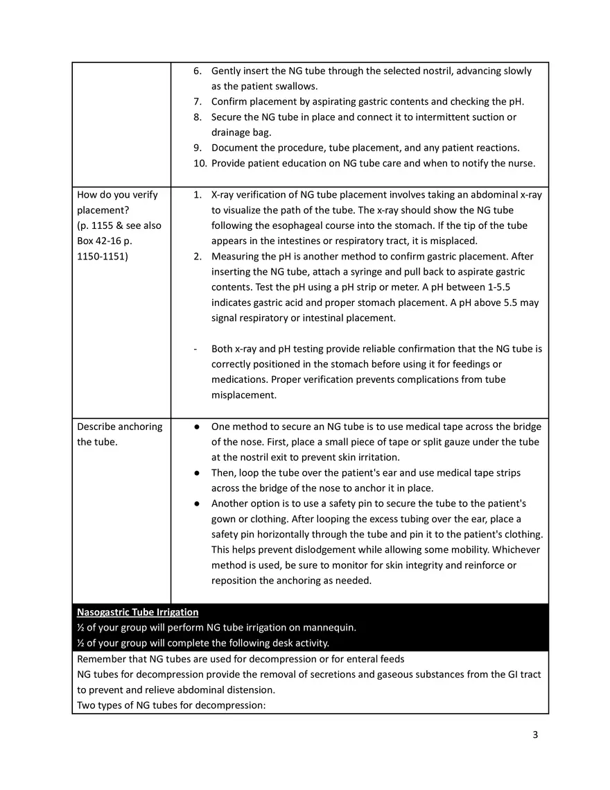 Nasogastric Tube Insertion and Care and Review of Enteral Tubes - Page 3