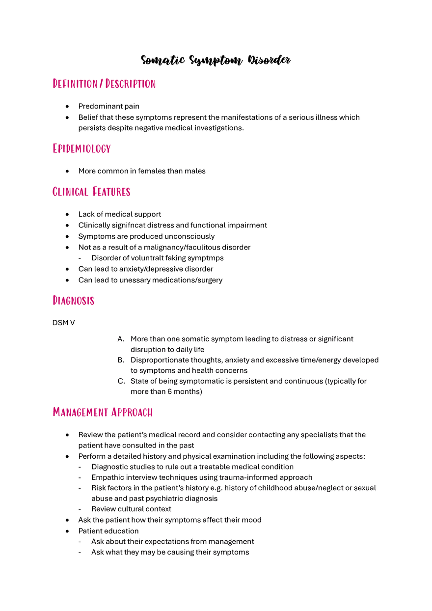 Somatic Symptom Disorder - Page 1