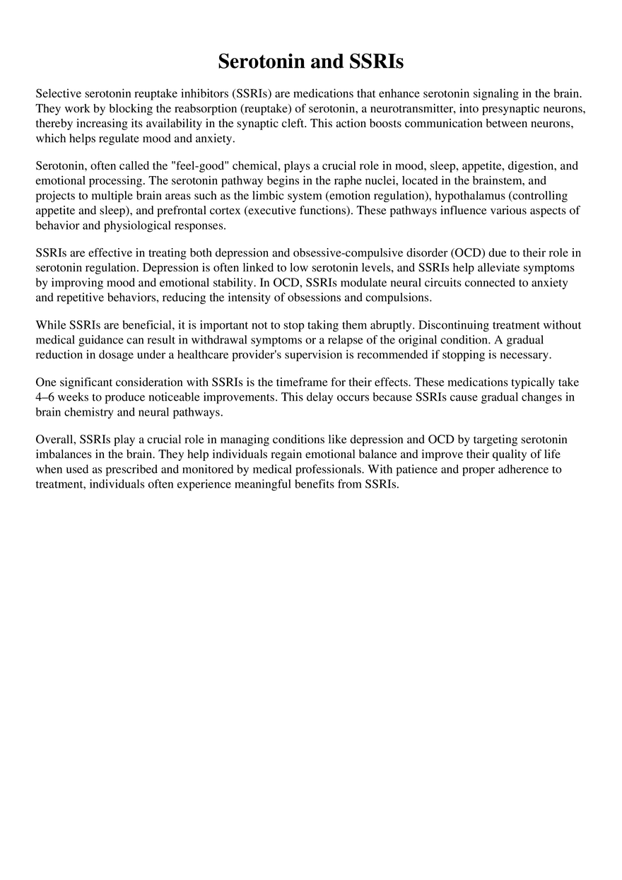 Serotonin and SSRIs - Page 1