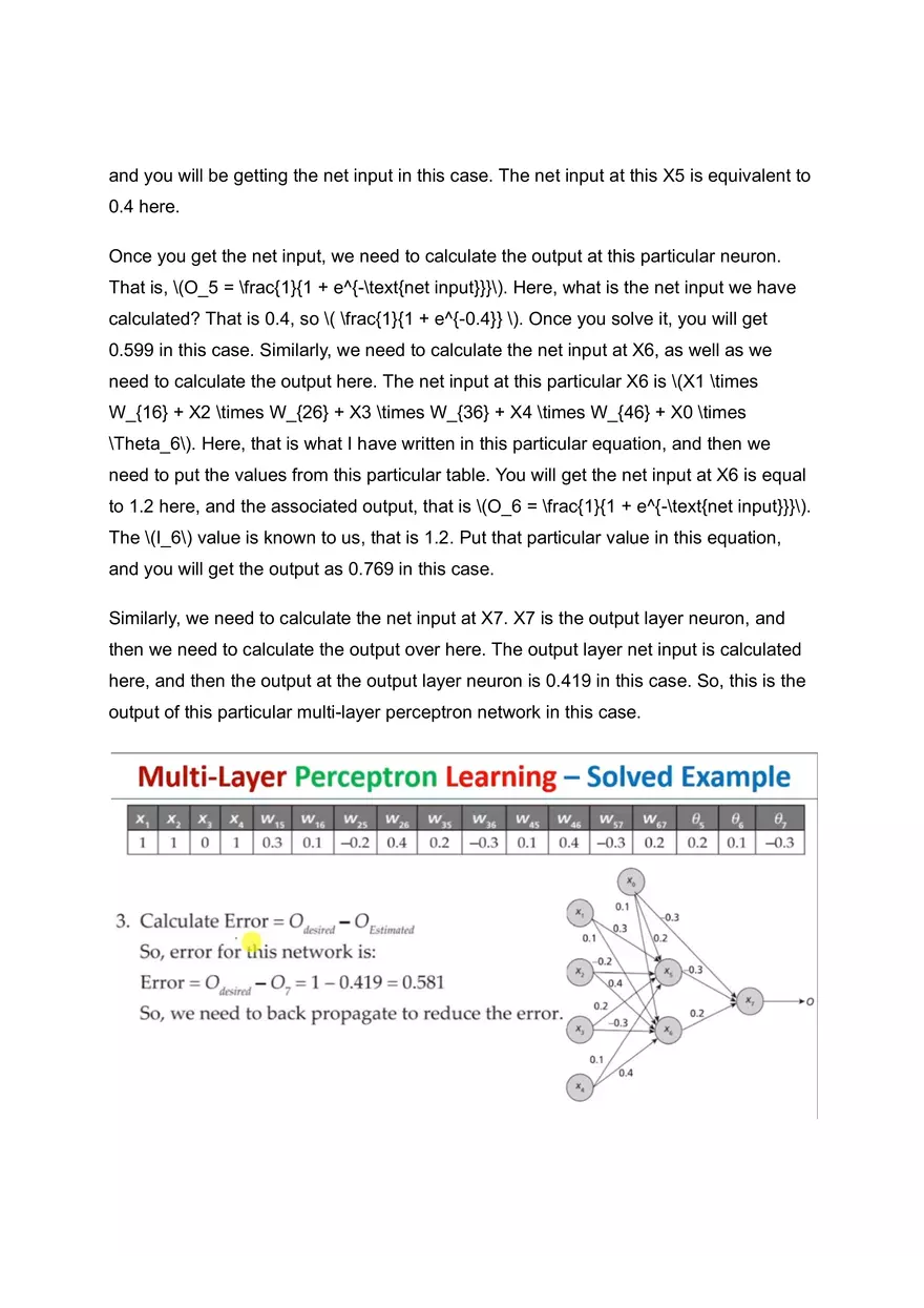 Multi-Layer Perceptron Learning - Solved Example - Page 7