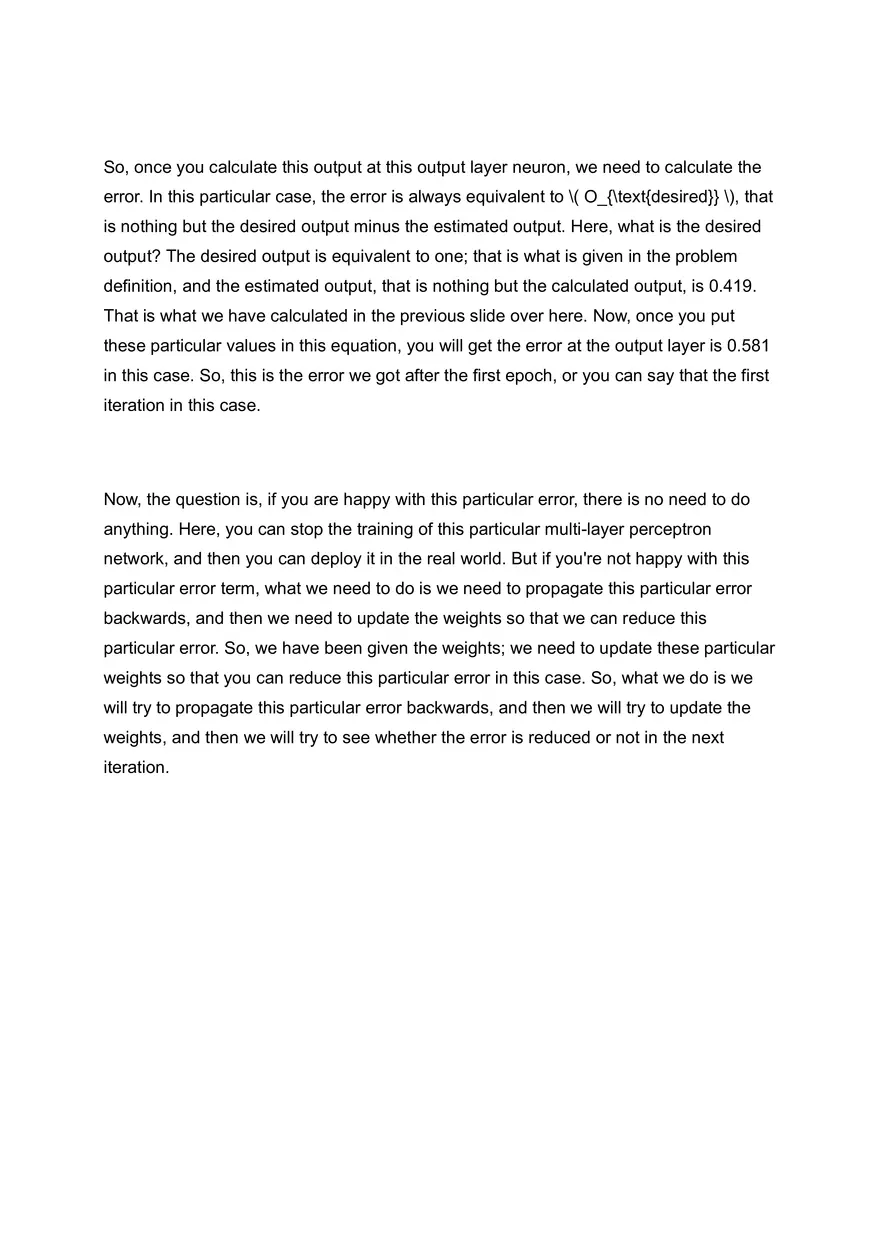 Multi-Layer Perceptron Learning - Solved Example - Page 8