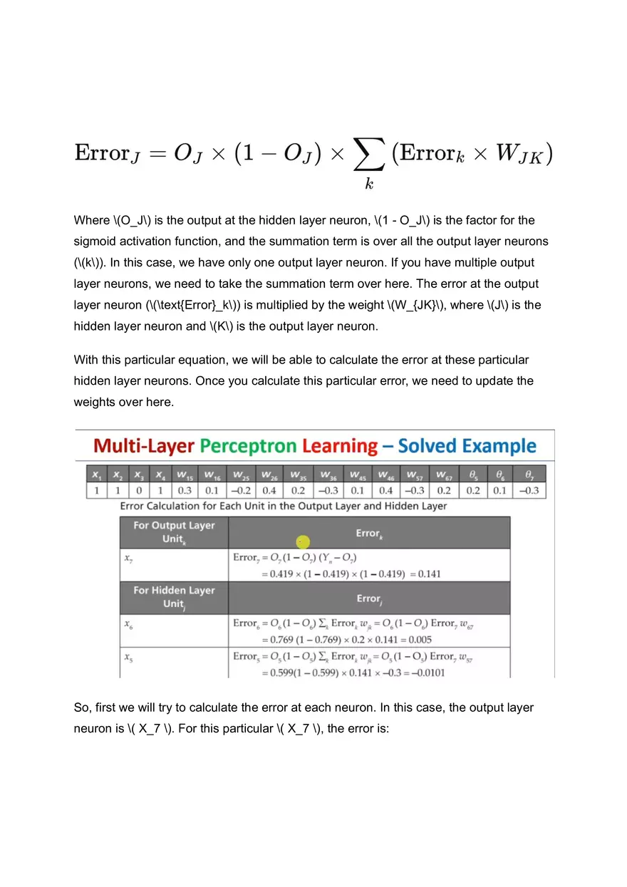 Multi-Layer Perceptron Learning - Solved Example - Page 10