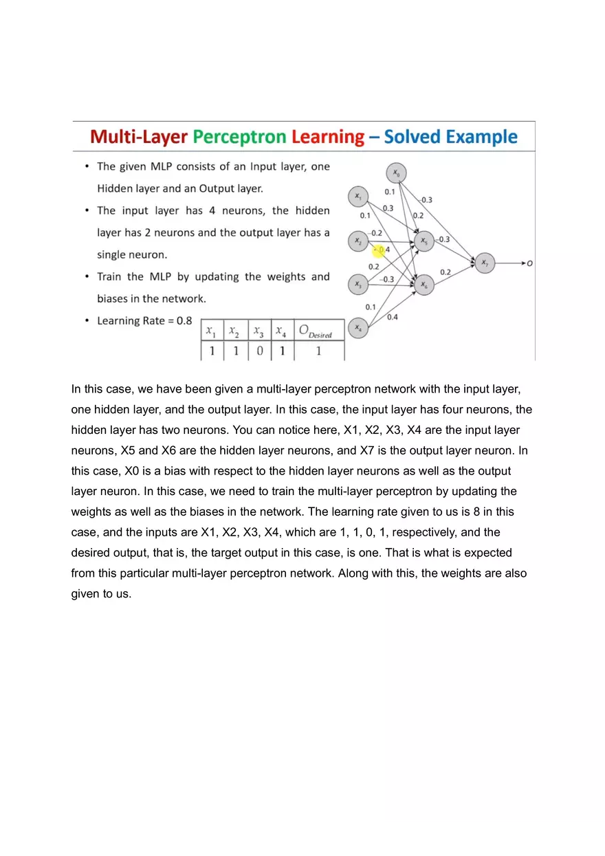 Multi-Layer Perceptron Learning - Solved Example - Page 1