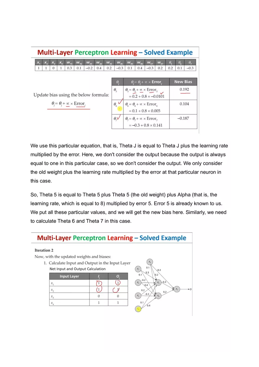 Multi-Layer Perceptron Learning - Solved Example - Page 3