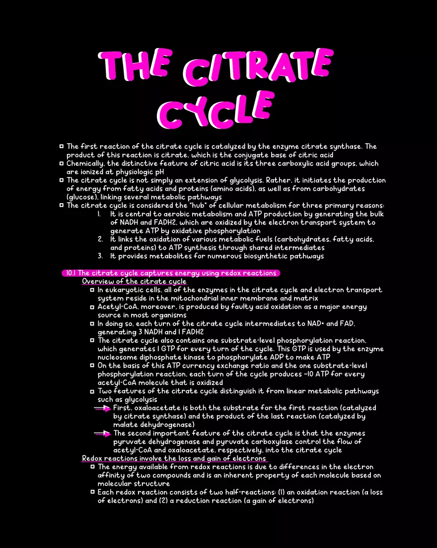 Chapter 10: The Citrate Cycle - Page 1
