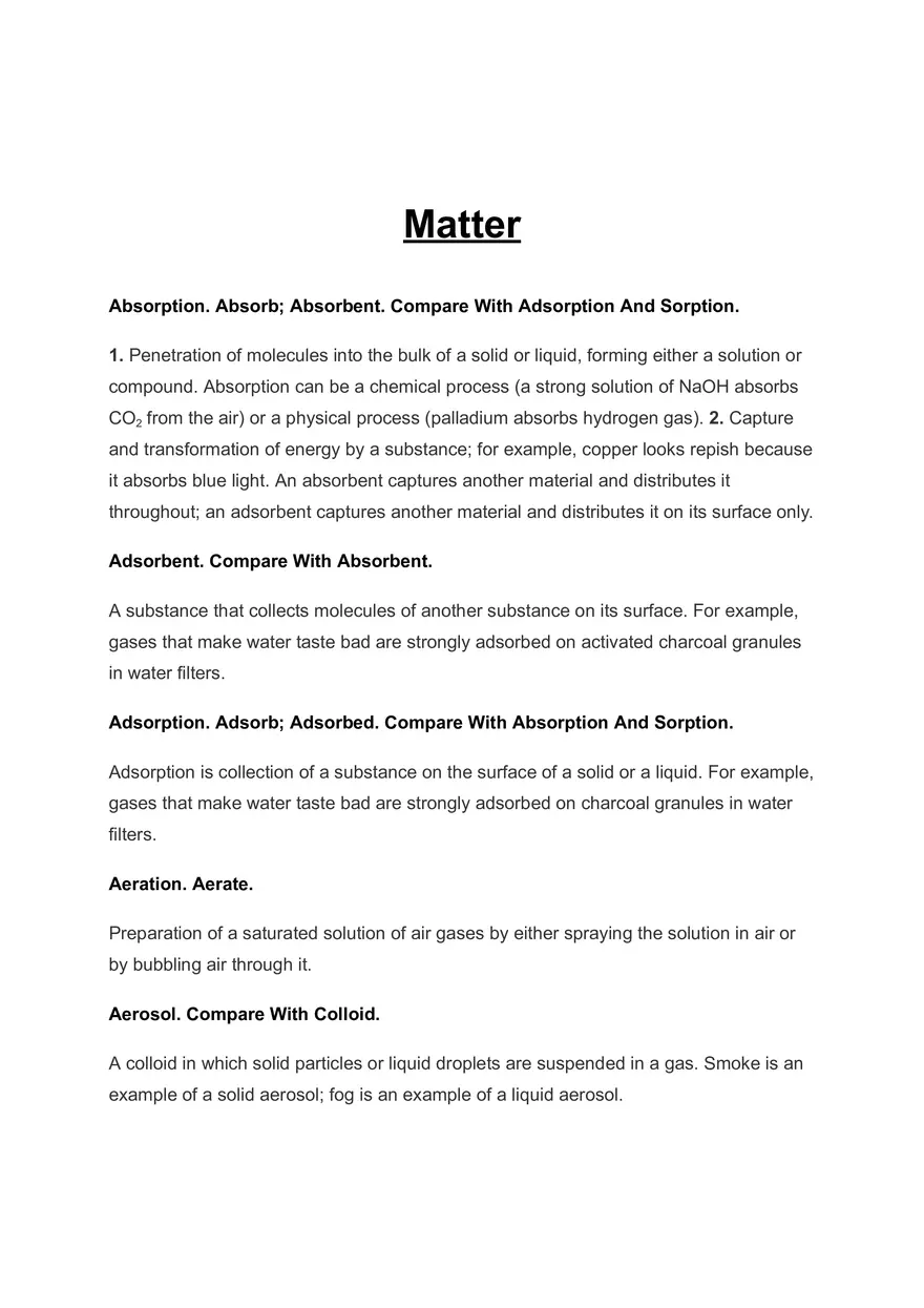 Absorbent. Compare With Adsorption and Sorption - Page 1