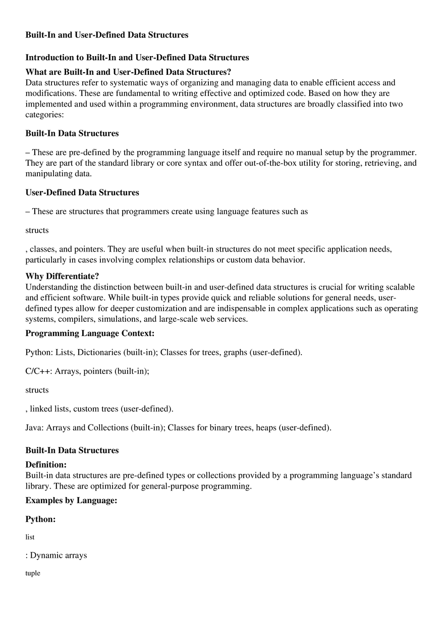 Built-In and User-Defined Data Structures - Page 1